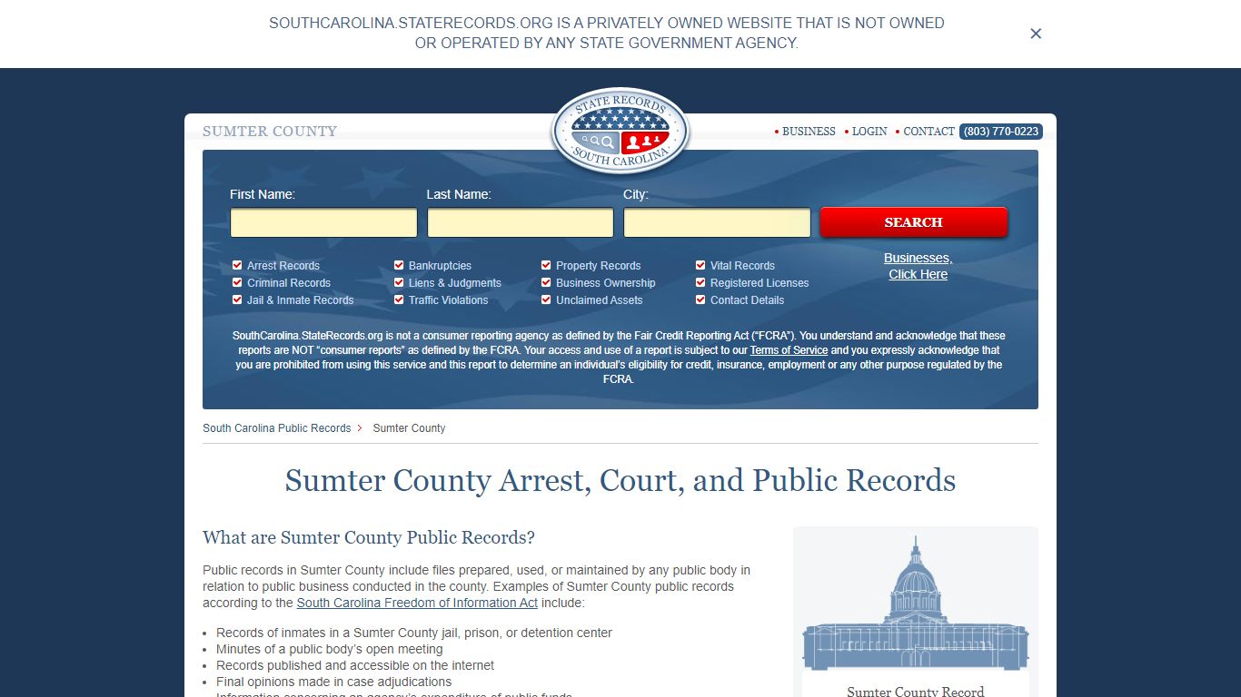 Sumter County Arrest, Court, and Public Records